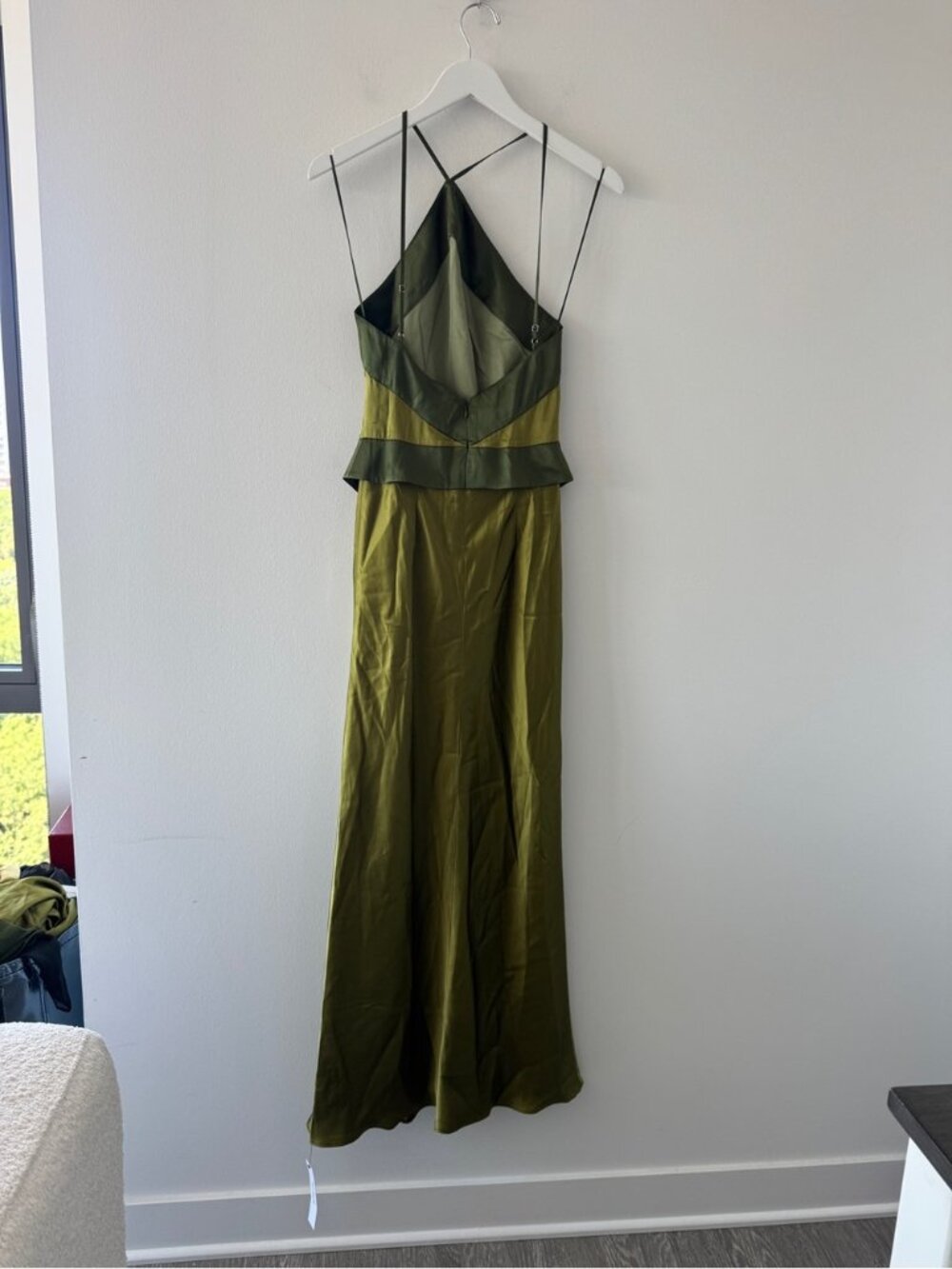 REFORMATION Jillian Silk Dress in Pear 2 - Picture 10 of 11